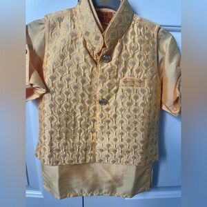 Kids Golden yellow Pajama Set for little boys
